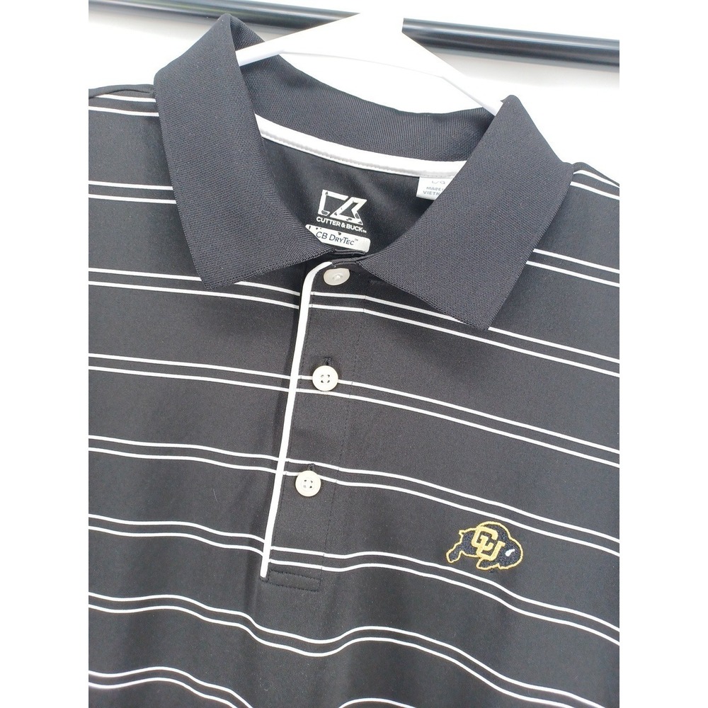 Cutter & Buck Drytec Mens Large Striped Short Sleeve University Of Colorado...
